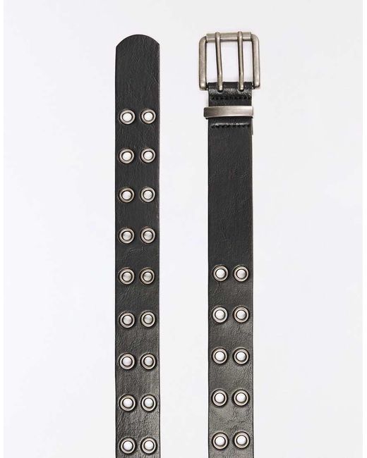 Bershka White Wide Eyelet Belt for men