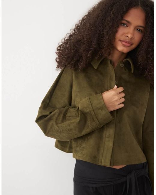 ASOS Green Co-Ord Faux Suede Long Sleeve Shirt