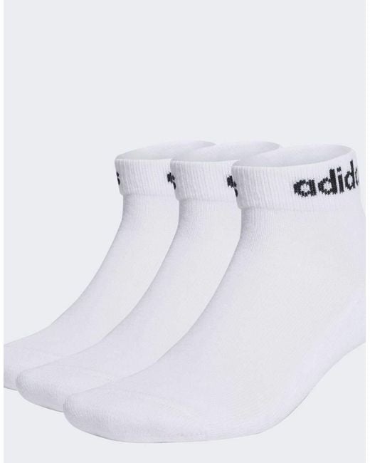 Adidas Originals White Linear Ankle Cushioned Socks 3 Pairs