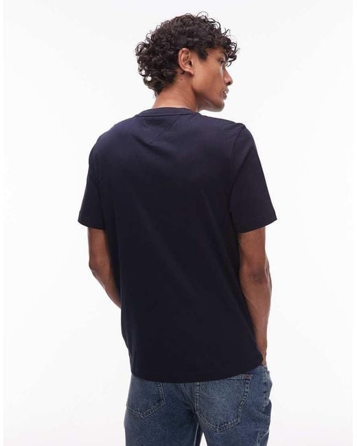 Camiseta Negra Con Logo De Escudo De Tommy Hilfiger de hombre de color Blue