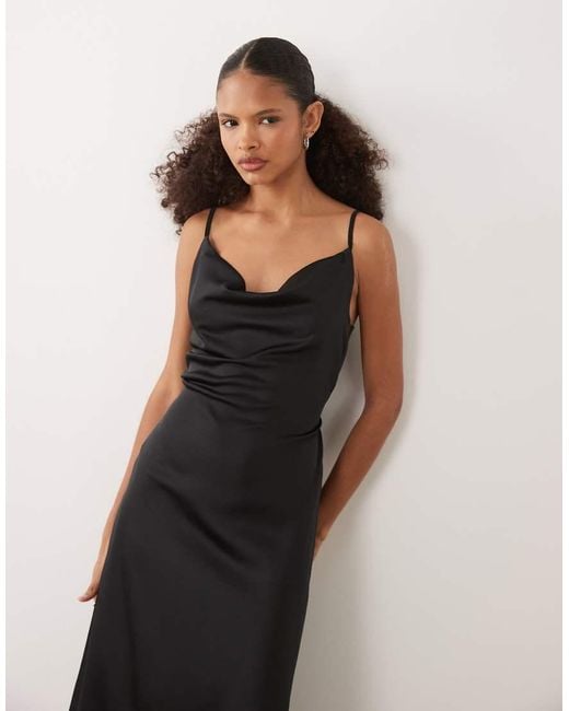 New Look White Satin Cowl Neck Midi Dress