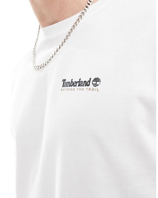 T-shirt oversize bianca con stampa grande di rocce sul retro di Timberland in Natural da Uomo