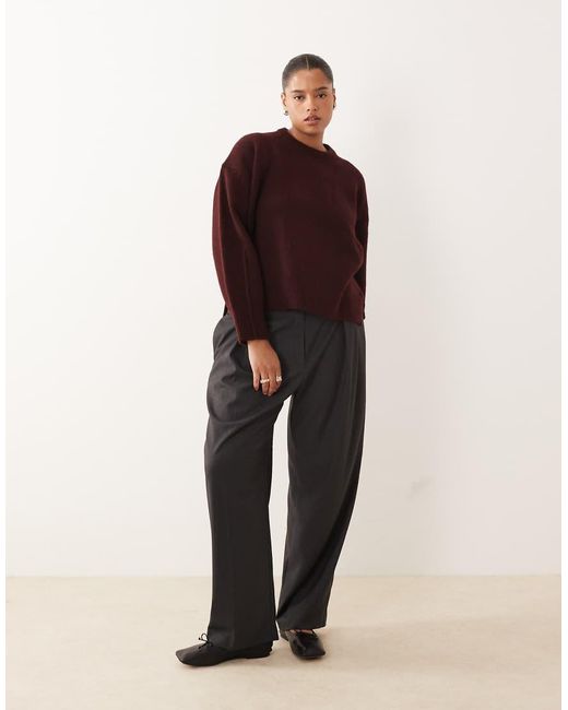 ASOS Red Asos Design Curve Boxy Crew Neck Jumper With Side Split Detail