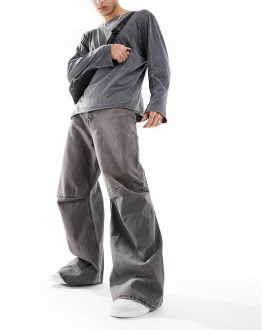 Weekday Gray Sculpture Loose Fit baggy Jeans With Seam Detail for men