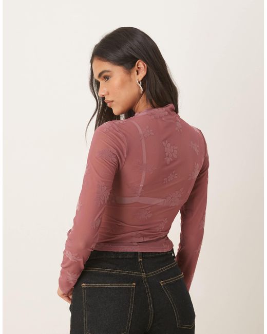 ASOS Red – hochgeschlossenes, langärmliges oberteil aus beflocktem material
