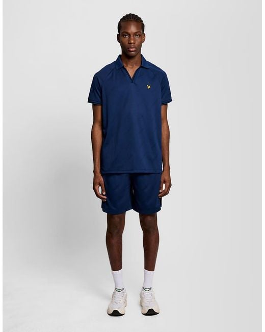 Lyle & Scott Blue Mid Layers Embossed Football Short for men