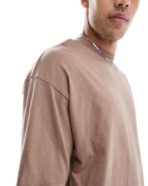 Camiseta Marrón Extragrande Básica De ASOS de hombre de color Natural