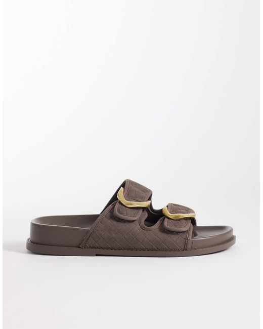 ASOS Brown Falcon Double Buckle Footbed Sandals