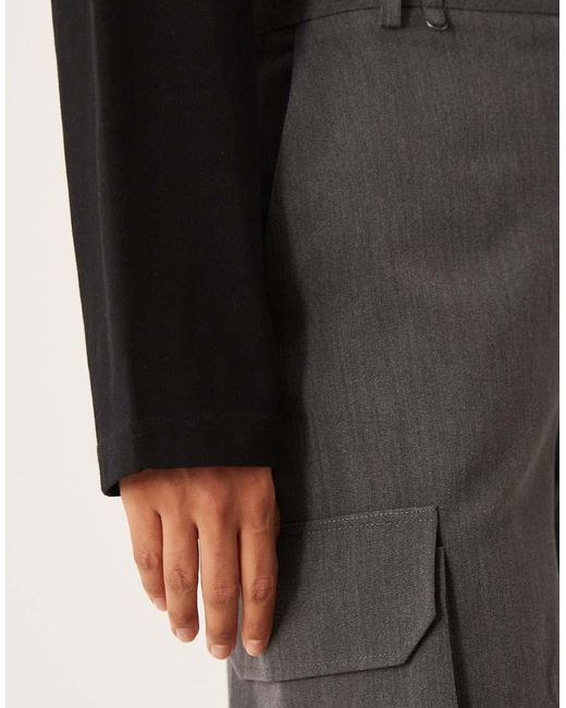 ASOS Gray Tailored High Waist Soft Cargo Trousers Co-ord