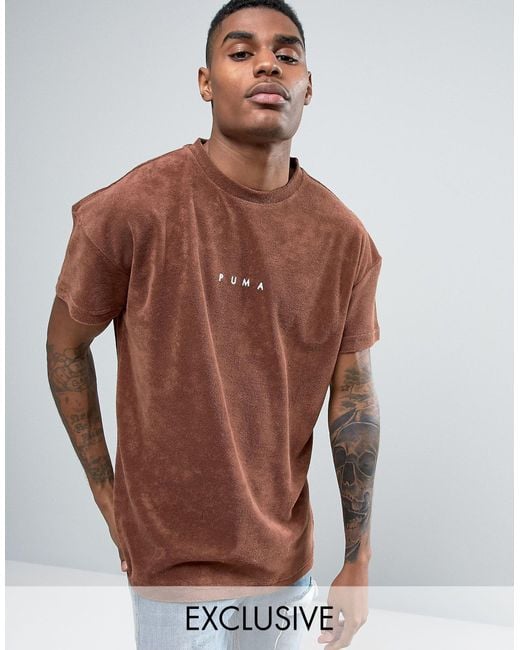 PUMA Cotton Towelling T-shirt In Brown Exclusive To Asos 57533302 for Men |  Lyst