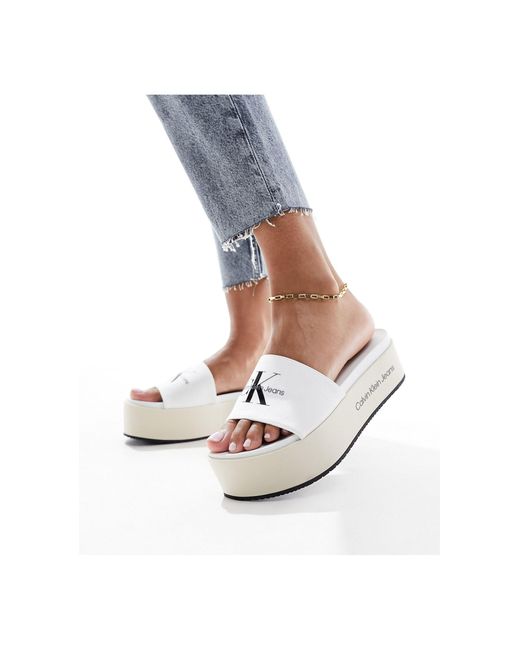 Sandales à semelle plateforme Calvin Klein en coloris White