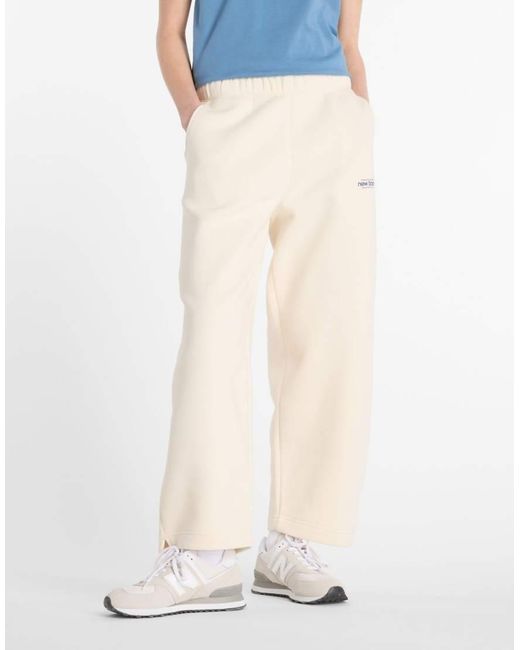 New Balance White Reimagined Fleece Barrel Leg Pant