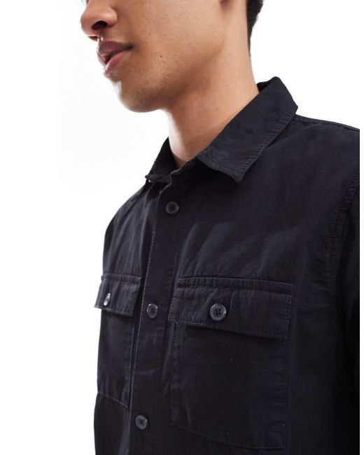 Threadbare Blue Lightweight Cotton Overshirt for men