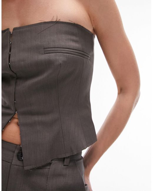 TOPSHOP Gray Co-ord Raw Seam Detail Corset Top