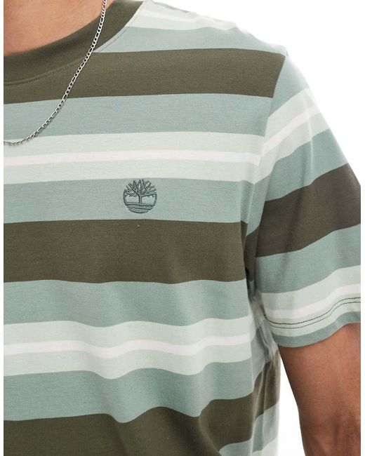 Camiseta A Rayas De Manga Corta De Timberland de hombre de color Green