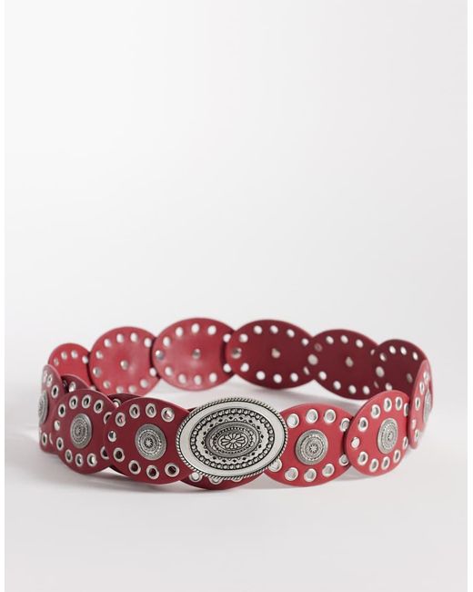 South Beach Red Boho Disc Belt