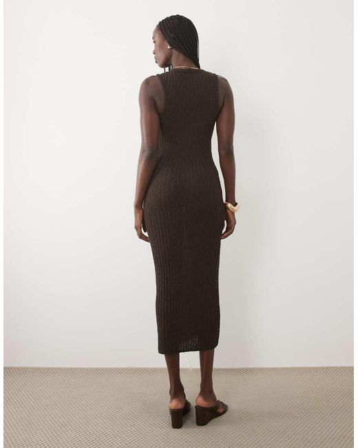ASOS Natural Knitted Ribbed Racer Back Boucle Midaxi Dress