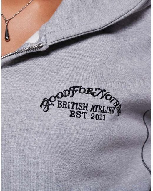 Good For Nothing Gray Cropped Zip Through Hoodie