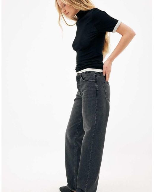 NA-KD Blue Way Mid Waist Straight Jeans