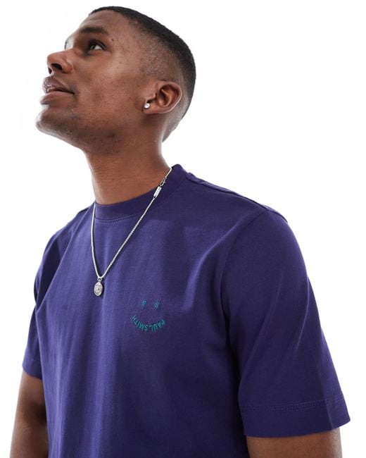 Paul Smith Purple Relaxed Fit Heavyweight Logo T-shirt for men