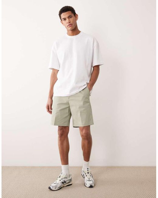 ASOS Natural Tailored Cotton Rich Regular Chino Shorts for men