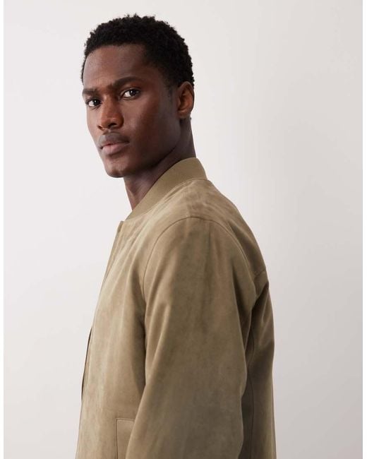 Mango Natural Faux Suede Bomber Jacket for men