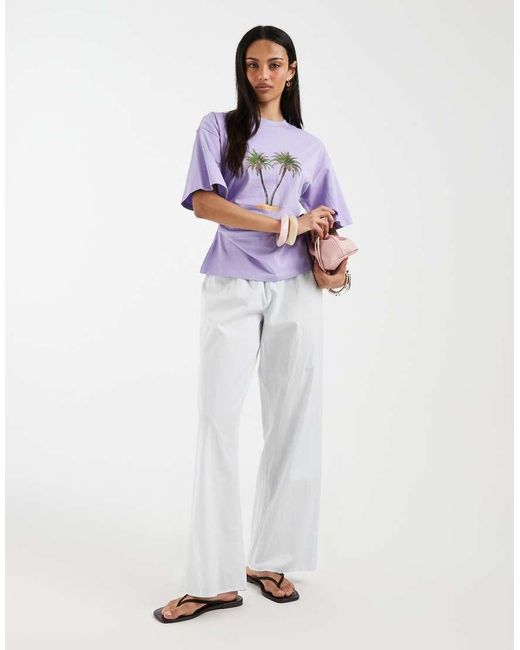 ASOS Purple Cinched Waist T-shirt With Palm Graphic