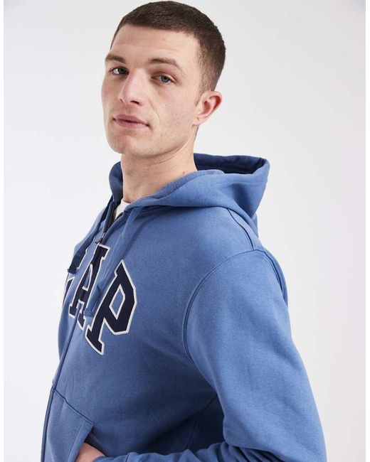 Gap Blue Logo Zip Through Hoodie for men