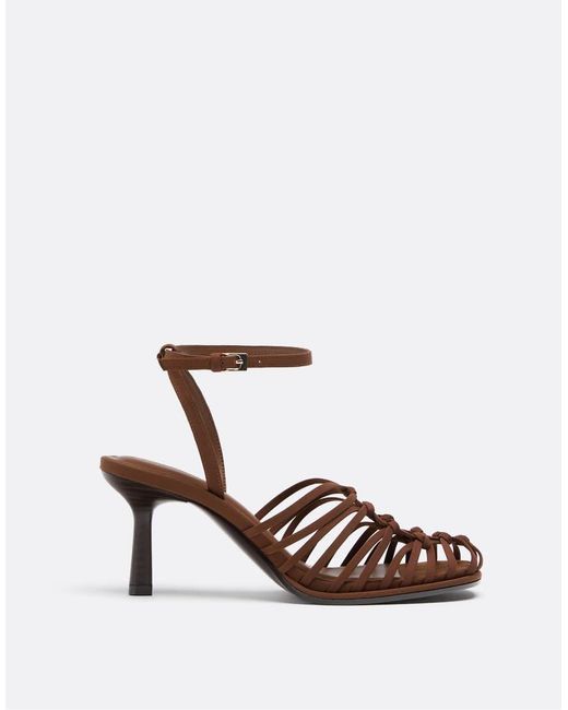 Stradivarius White Heeled Cage Sandals