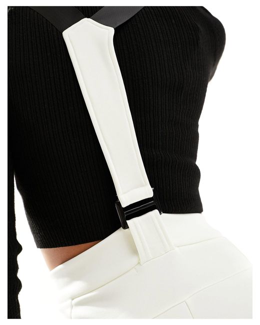 Pantaloni a fondo ampio da sci écru con bretelle di Threadbare in Black