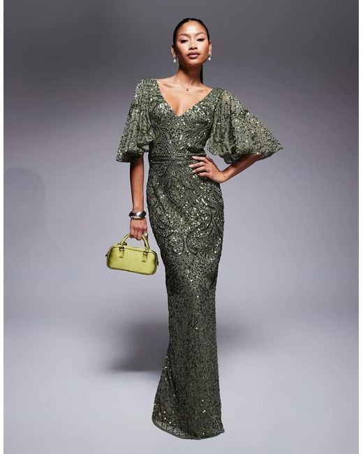 Beauut Gray V-Neck Sequin Maxi Dress