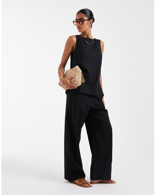 Gap Black Co-ord Vest Linen Mix Top