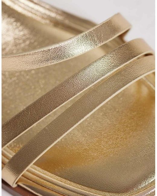 ASOS Metallic Wide Fit Honeybee Mid Block Heeled Sandals