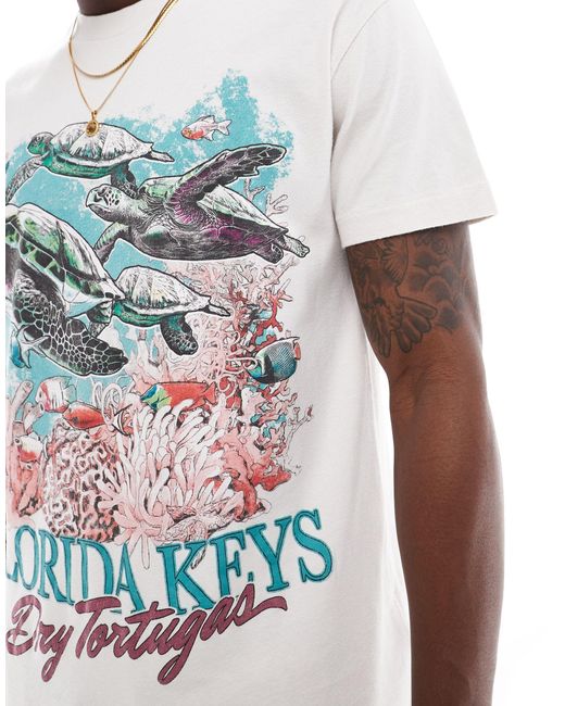 T-shirt décontracté à imprimé florida keys - beige Abercrombie & Fitch pour homme en coloris White