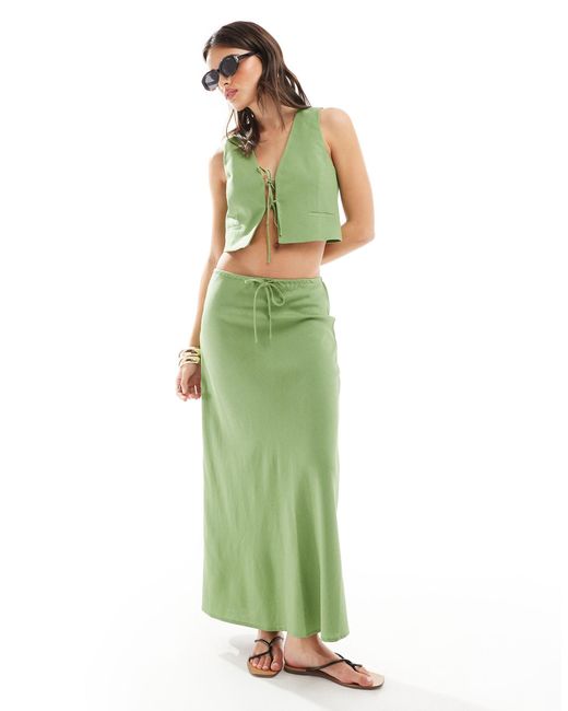 Mango Green Linen Mix Co-ord Skirt