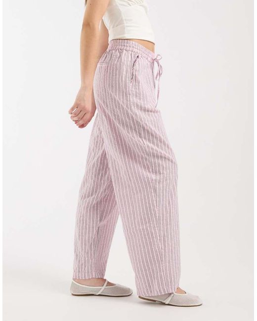 JJXX Pink Barrel Seersucker Stripe Trousers