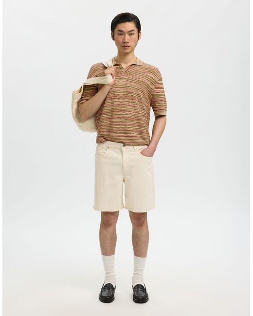 SELECTED Poloshirt in het Natural voor heren