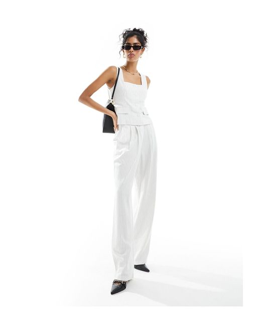 4th & Reckless White Linen Look Square Neck Waistcoat Co-ord