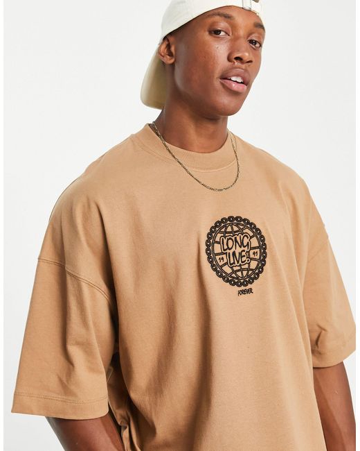 Topman – t-shirt aus bio-baumwolle in Brown für Herren