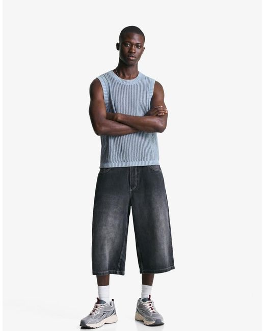 Bershka Gilet Met Vervaagd Effect in het Blue voor heren
