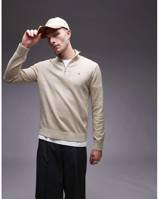 Tommy Hilfiger Brown Essential 1/4 Zip Sweater for men