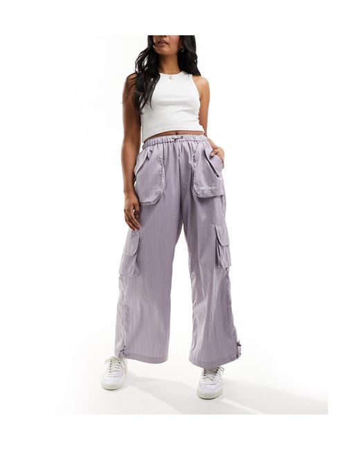 Sixth June Purple Texture Nylon Cargo Pants