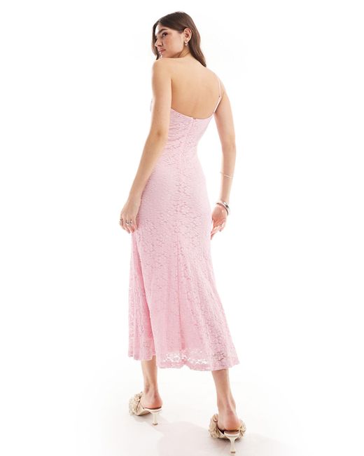 Bardot Pink One Shoulder Lace Dress