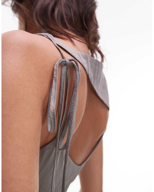 ASOS Purple Open Back Tucked Waist Detail Mini Dress