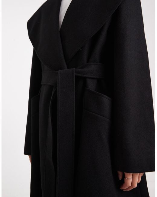Miss Selfridge Black Formal Wrap Coat