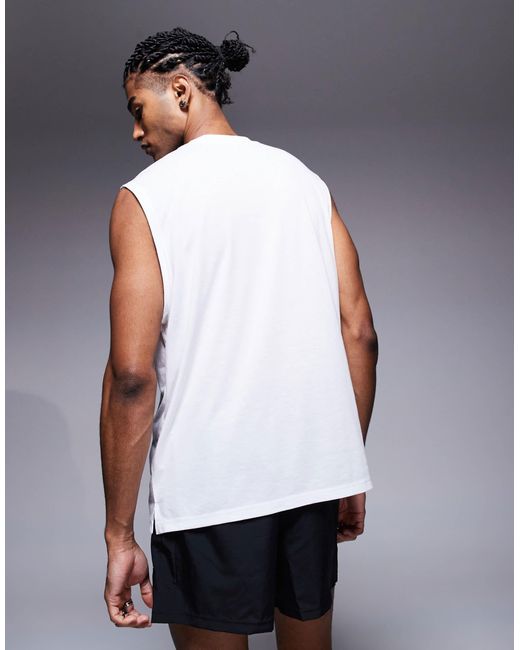 4505 White Quick Dry Mesh Running Boxy Tank for men
