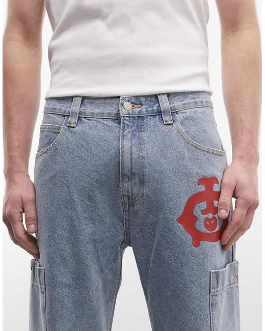 ICECREAM Blue Western Denim Straight Leg Jeans for men