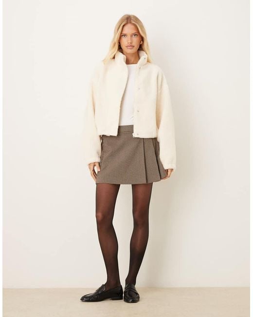 ASOS Natural Zip Through Borg Fleece With Bubble Hem