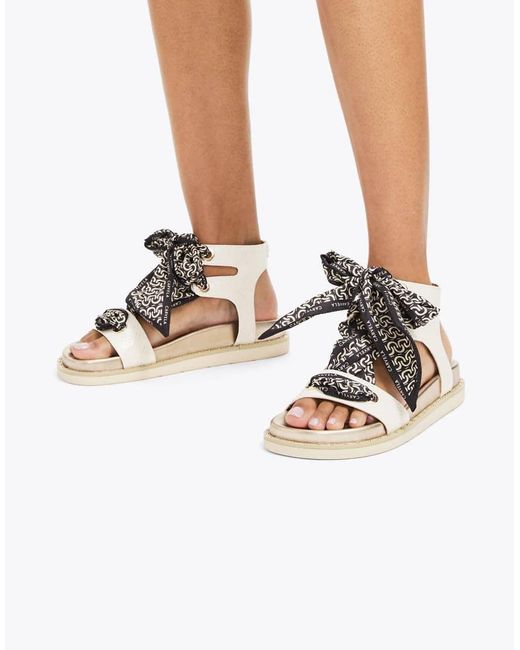 Carvela Kurt Geiger White Sorrento Scarf Sandal Flat Sandals