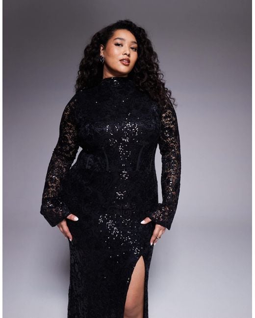 asos long sleeve party dress ASOS Design - Long Sleeve Satin Maxi Dress - Women - Polyester - 4 US